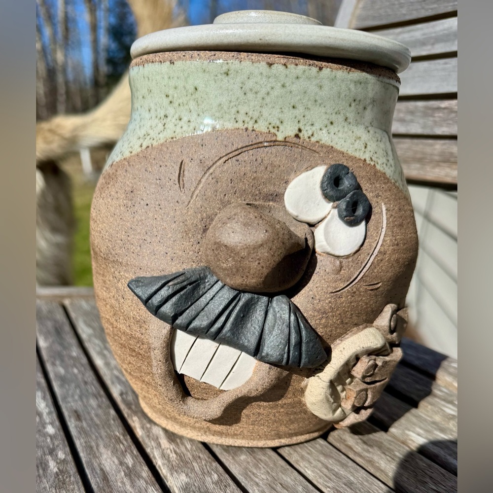 Vintage Funny Face Signed Canister
